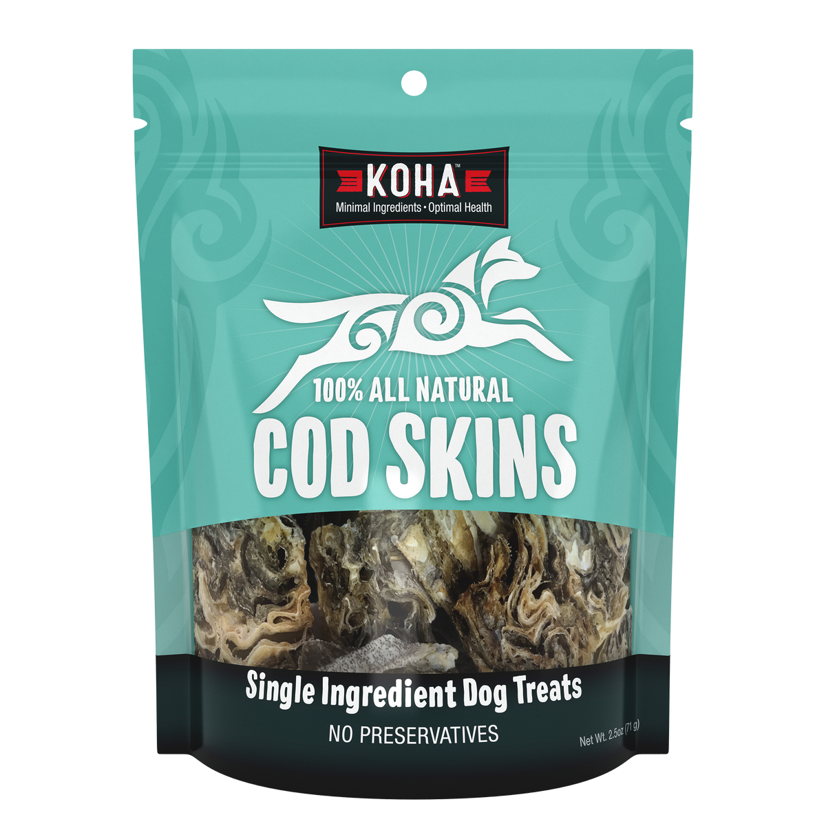 All Natural Treats Air Dried Single Ingredient Cod Skins Strips KOHA KOHA Pet