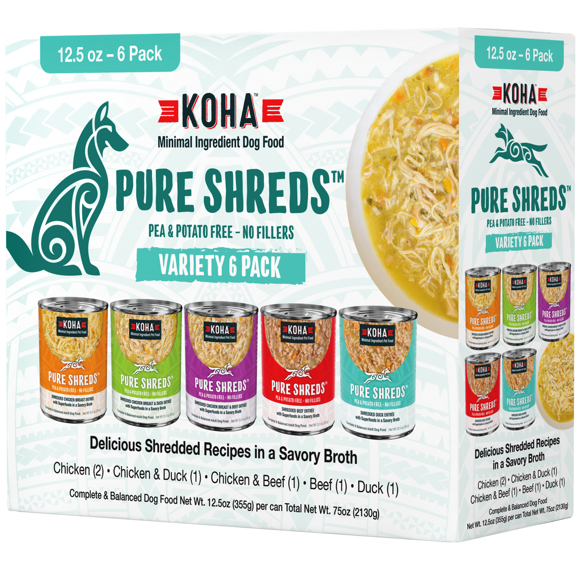 Pure Shreds Variety 6 Pack for Dogs KOHA Pet