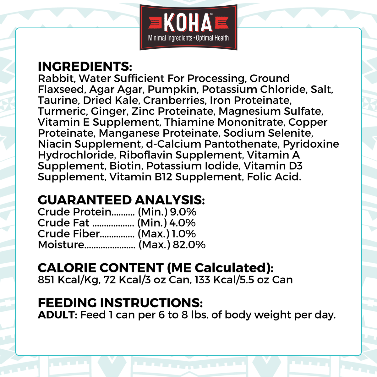 A graphic of the ingredients and other label information. 

