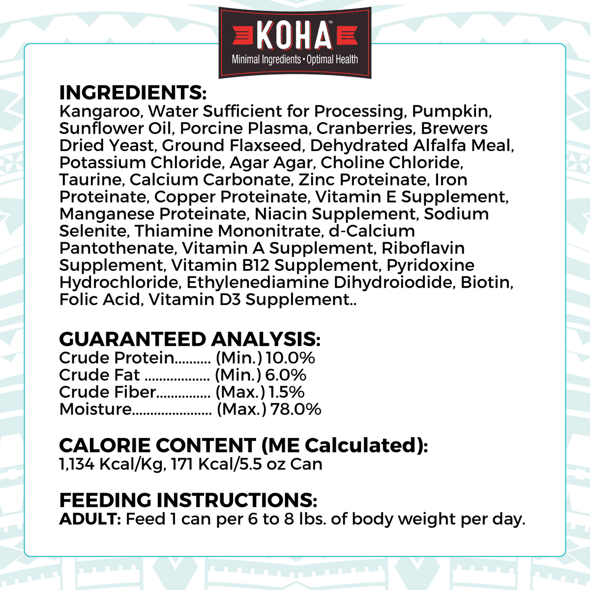 A graphic of the ingredients and other label information.