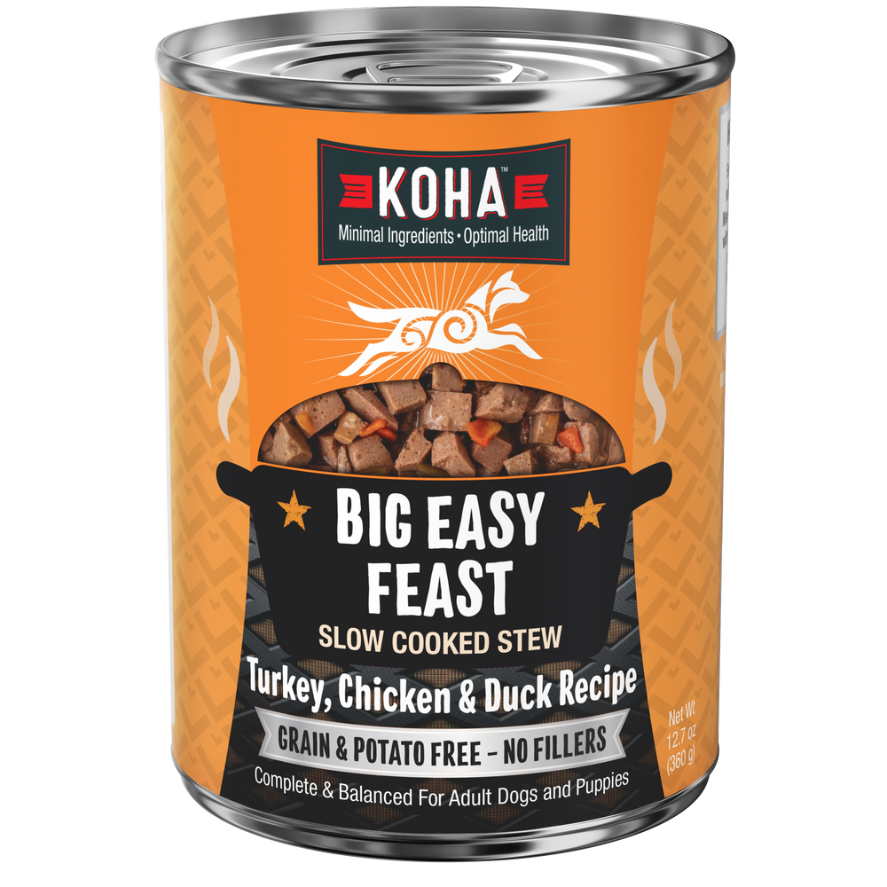 Can of KOHA Big Easy Feast slow cooked stews for dogs