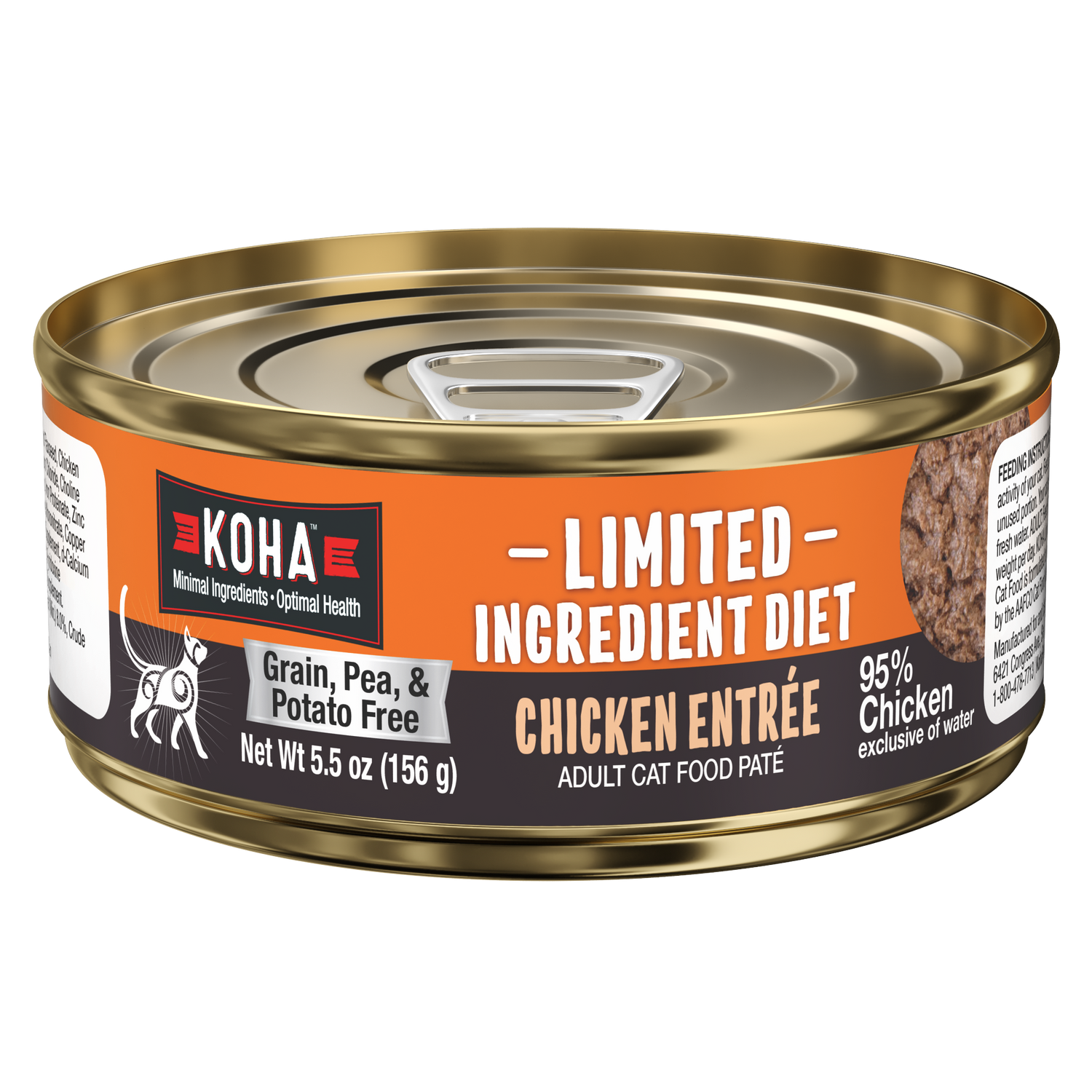 Can of Limited ingredient diet chicken entrée for cats