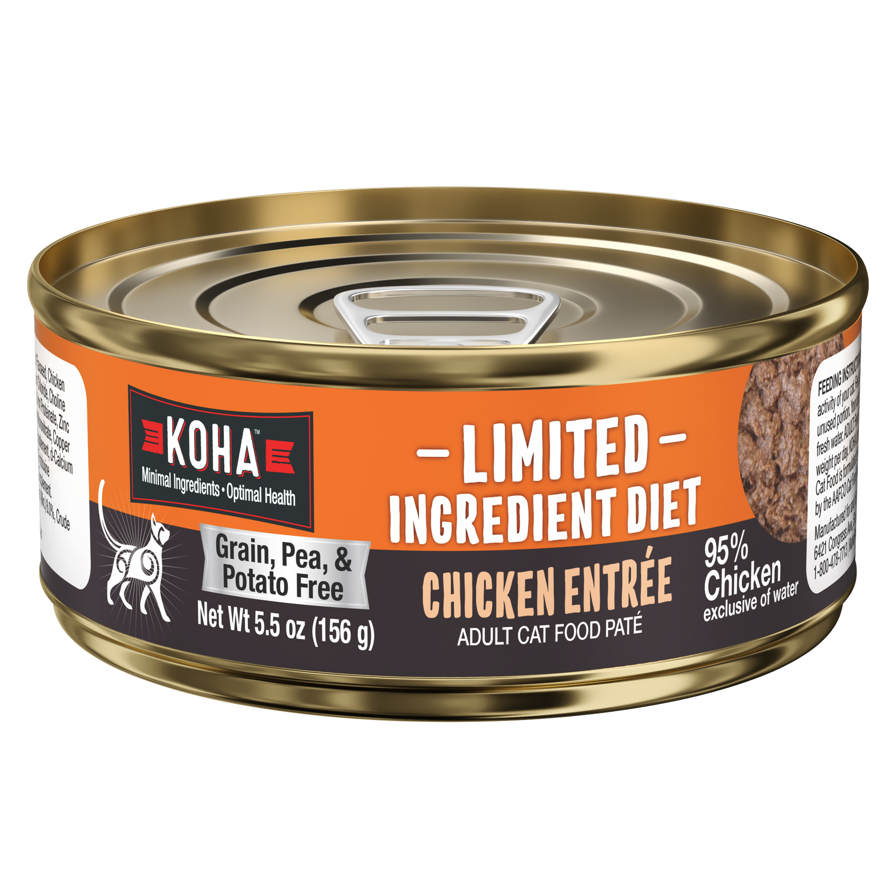 Can of Limited ingredient diet chicken entrée for cats