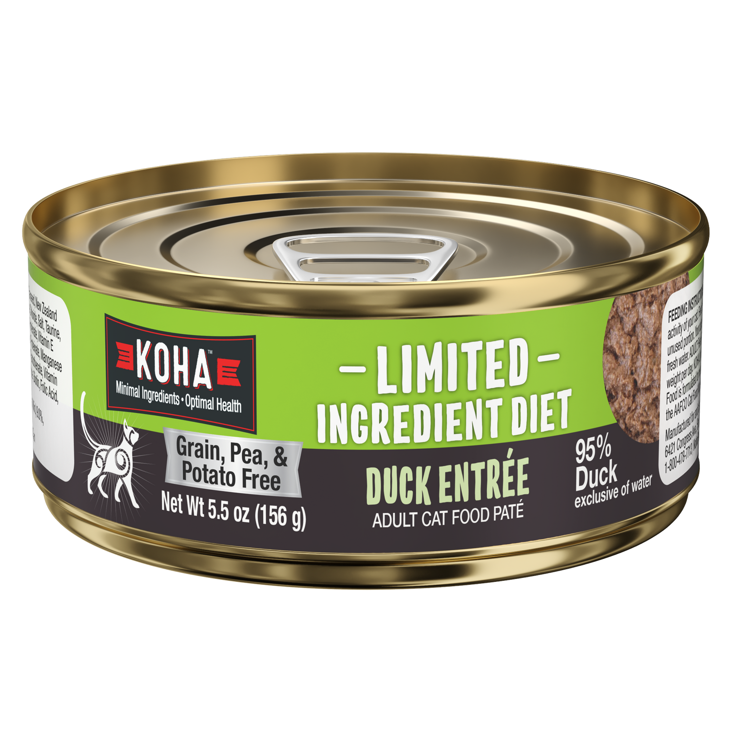 Can of Limited ingredient diet duck entrée for cats