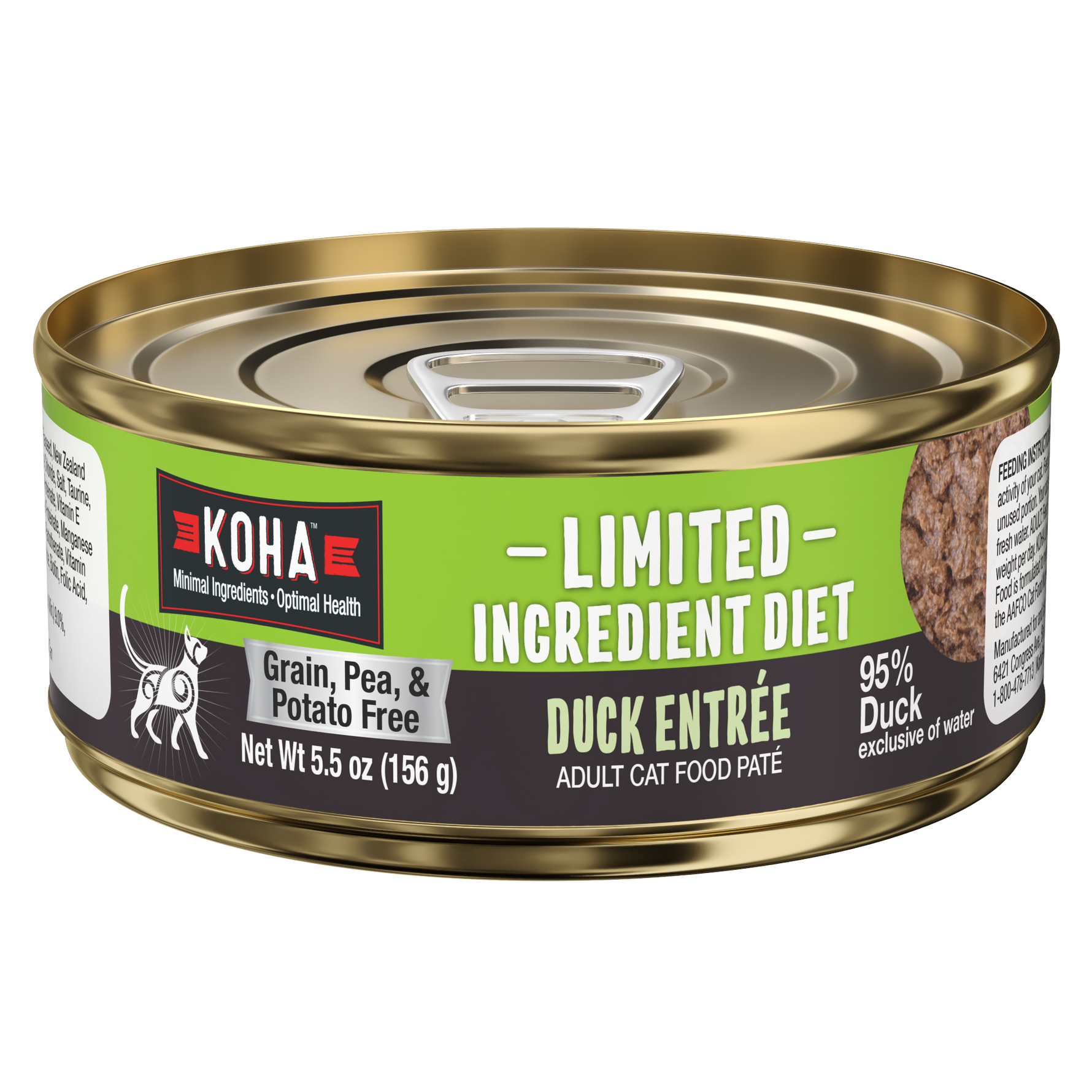 Can of Limited ingredient diet duck entrée for cats