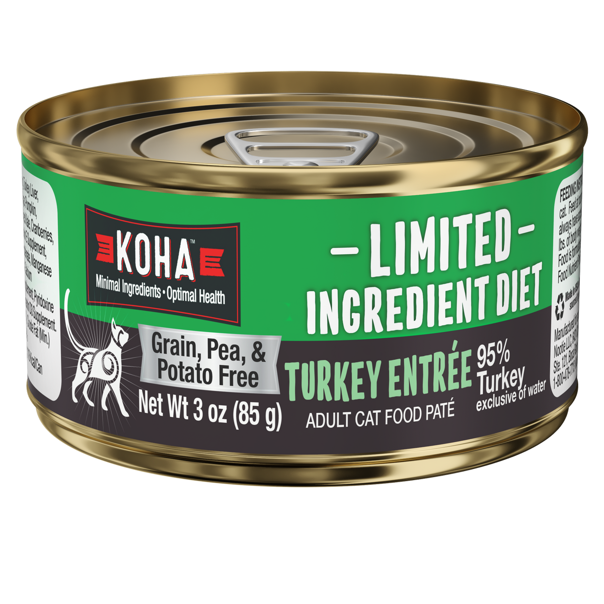 Can of Limited ingredient diet turkey entrée for cats
