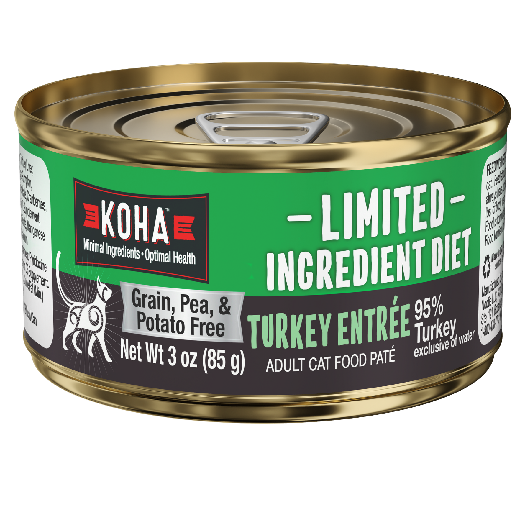 Can of Limited ingredient diet turkey entrée for cats
