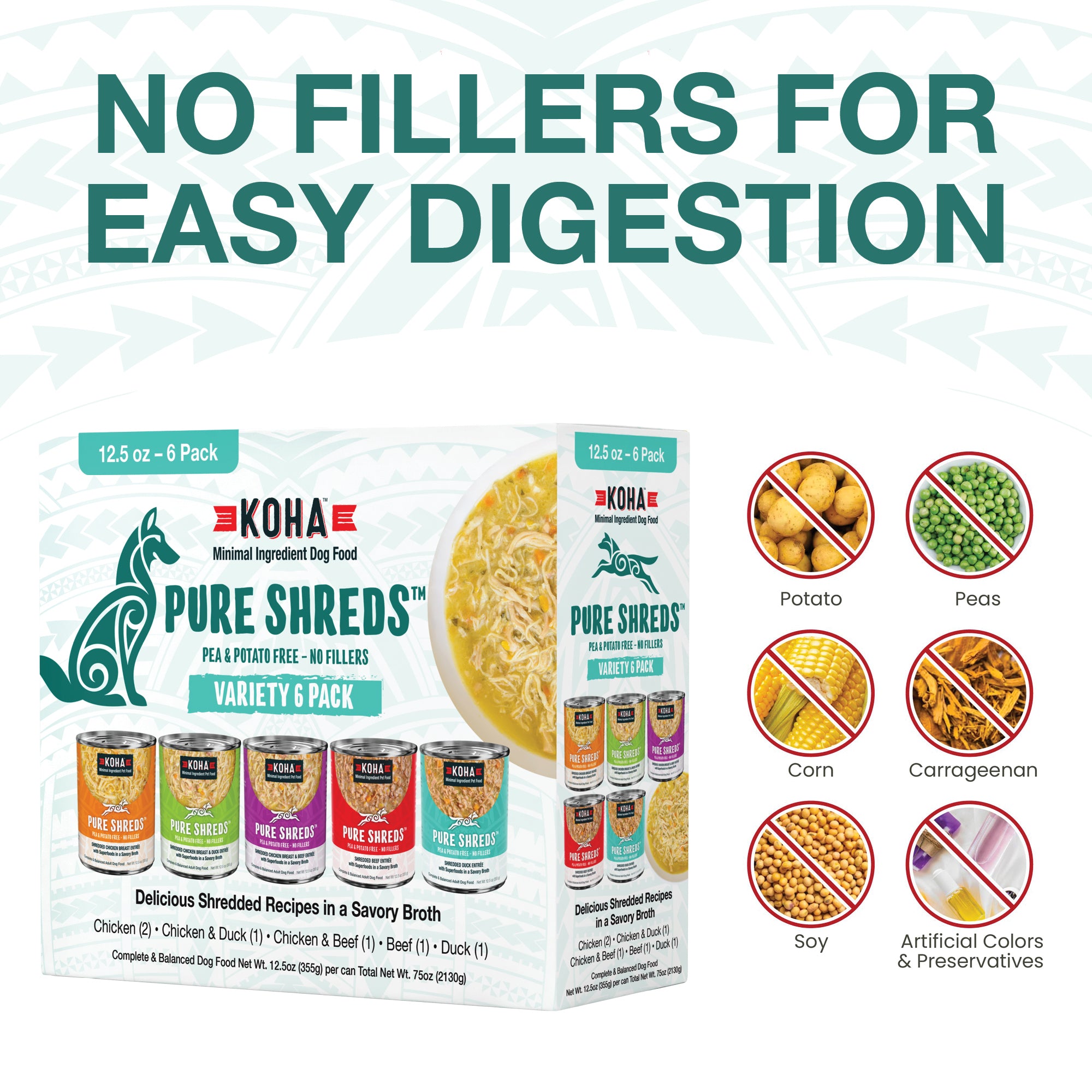 Pure Shreds Variety 6 Pack for Dogs KOHA Pet