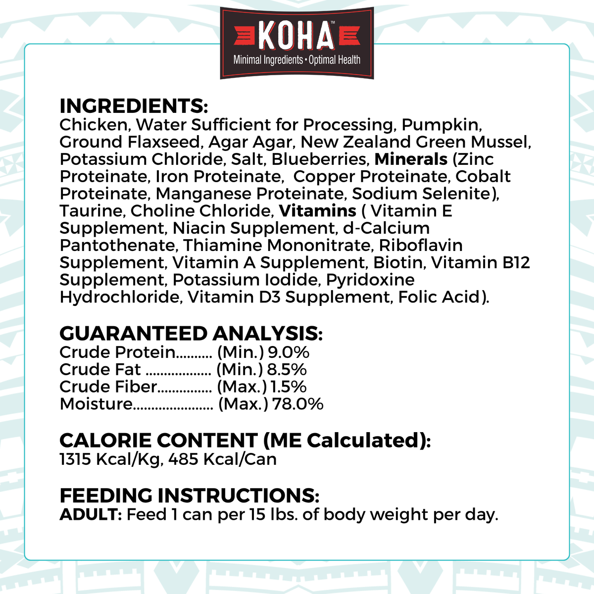 A graphic of the ingredients and other label information. 
