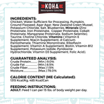 A graphic of the ingredients and other label information. 