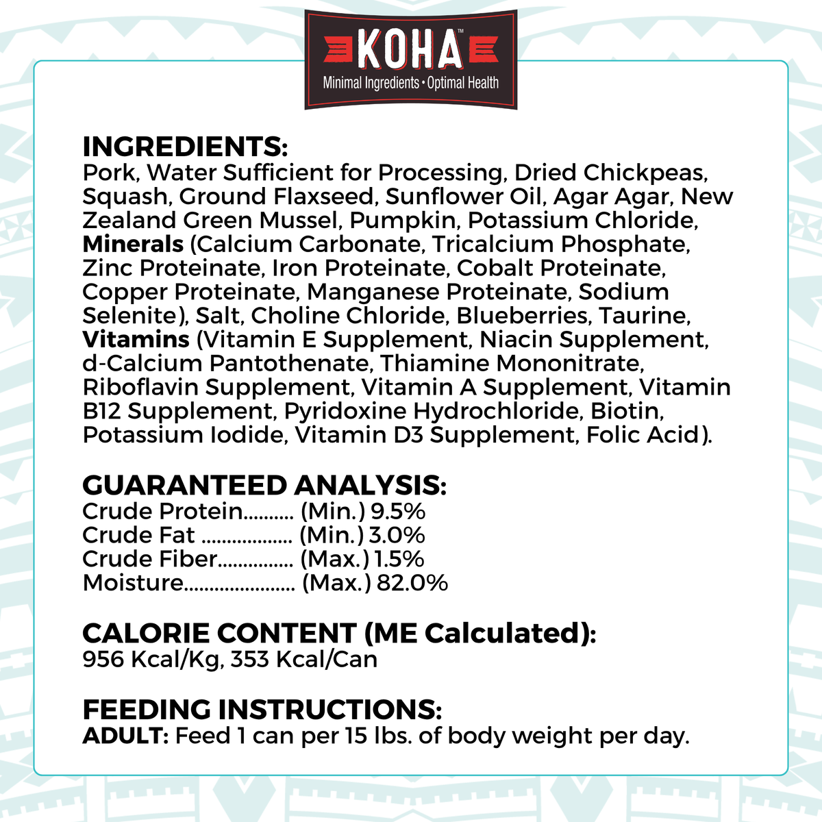 A graphic of the ingredients and other label information. 
