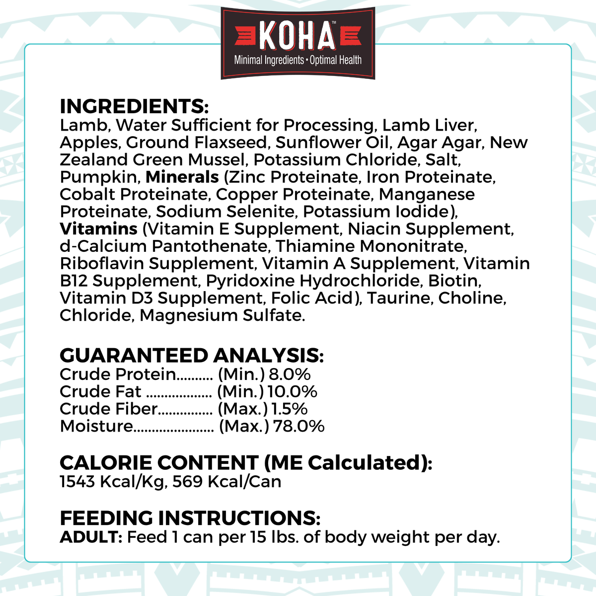 A graphic of the ingredients and other label information. 

