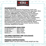 A graphic of the ingredients and other label information. 

