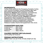 A graphic of the ingredients and other label information. 

