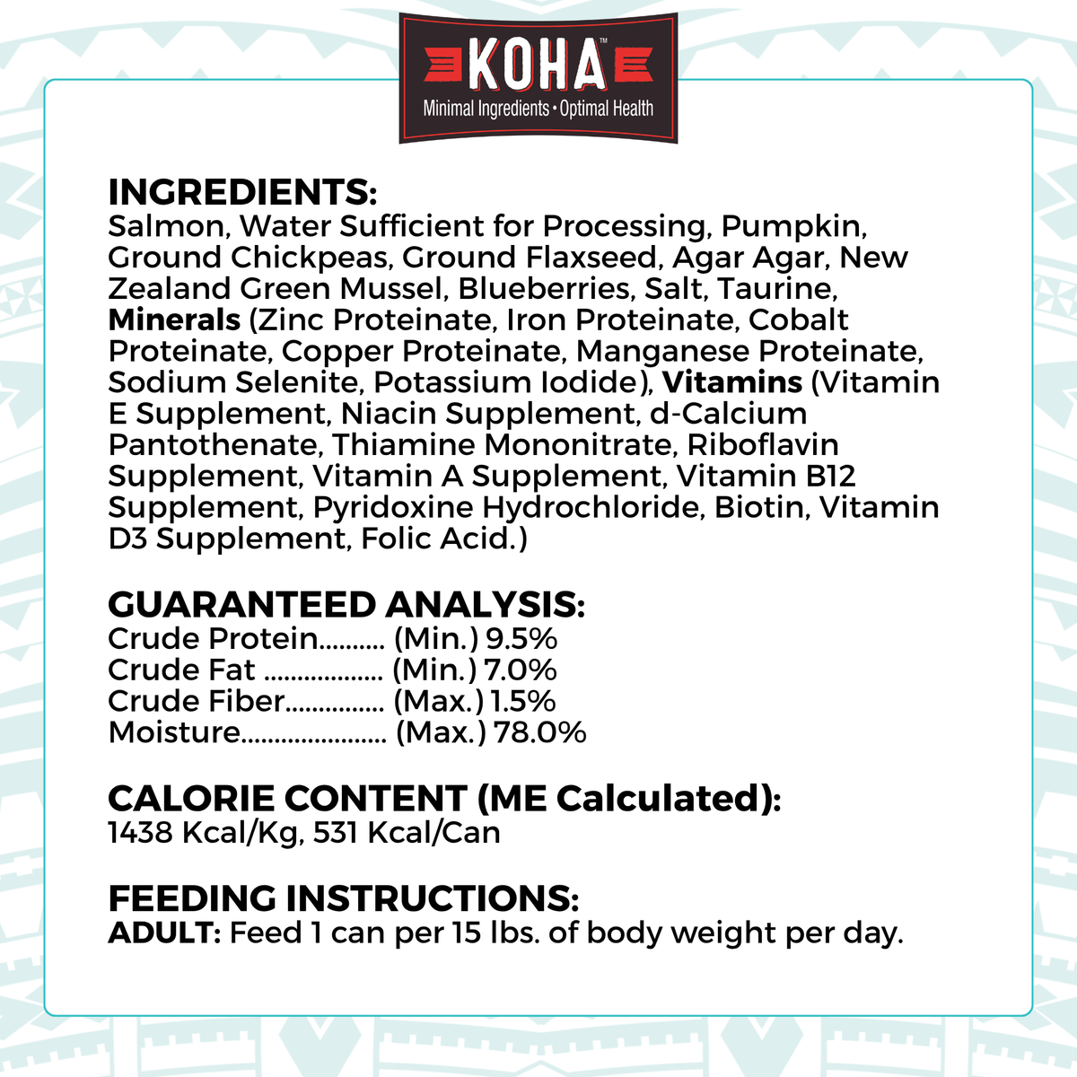 A graphic of the ingredients and other label information. 
