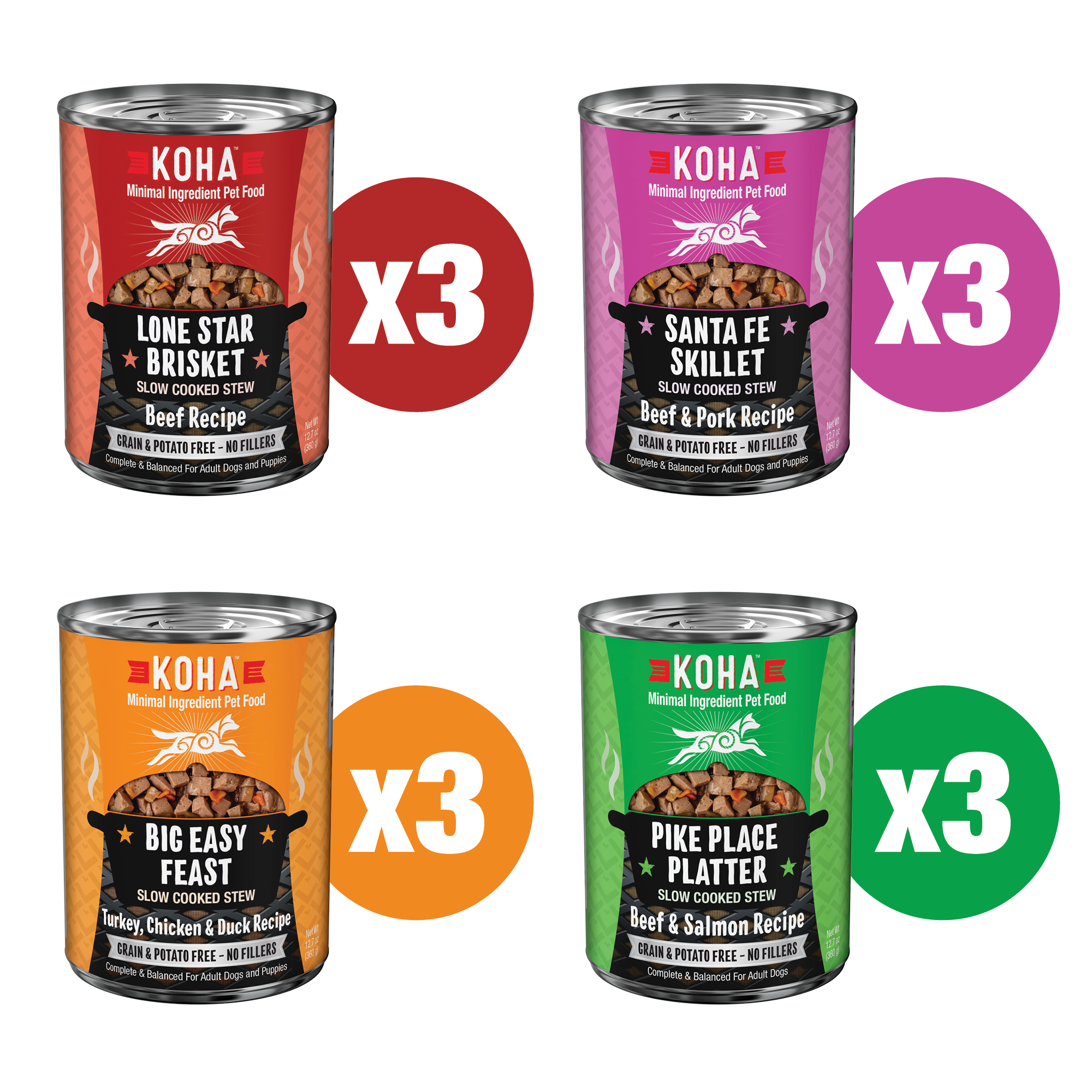 KOHA Grain & Potato Free Pike Place Platter Slow Cooked Stew with Beef & Salmon Canned Dog Food
