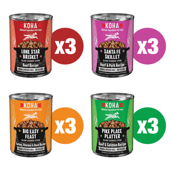 KOHA Grain & Potato Free Pike Place Platter Slow Cooked Stew with Beef & Salmon Canned Dog Food
