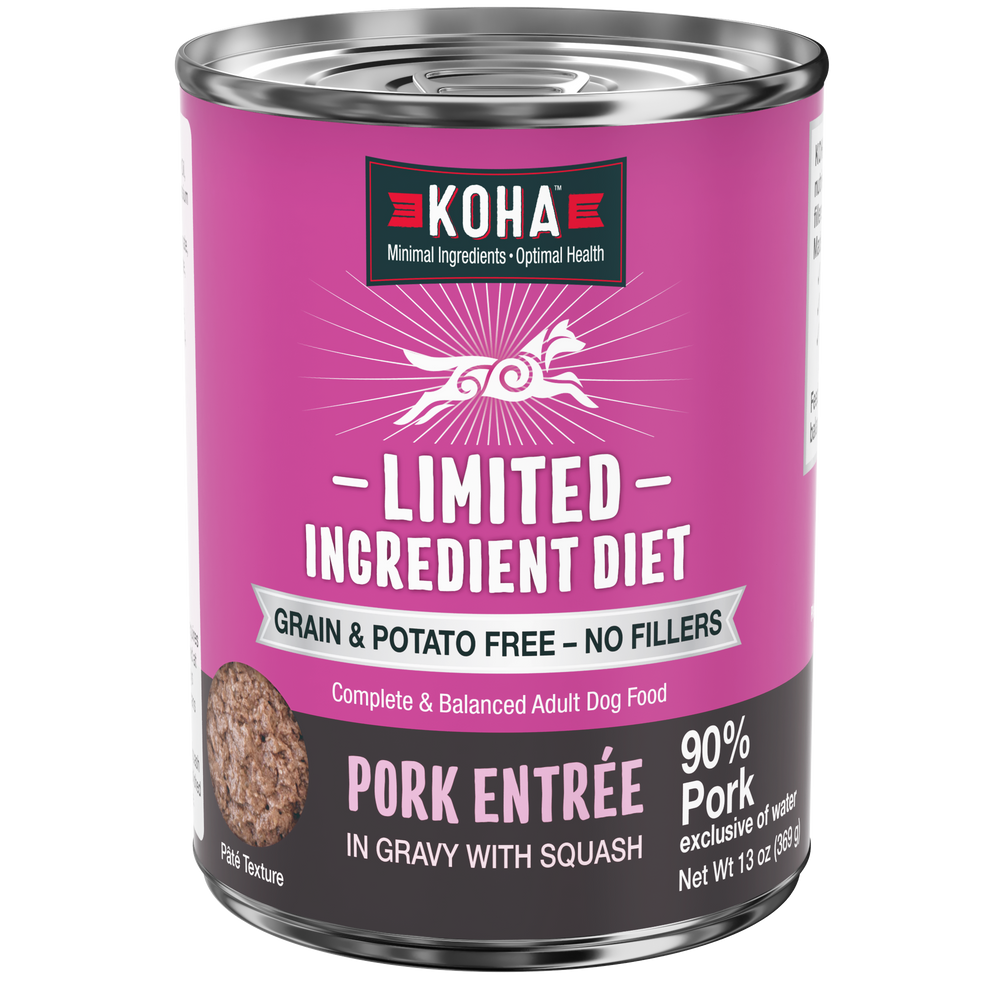 Can of KOHA Pork Limited Ingredient Diet for dogs