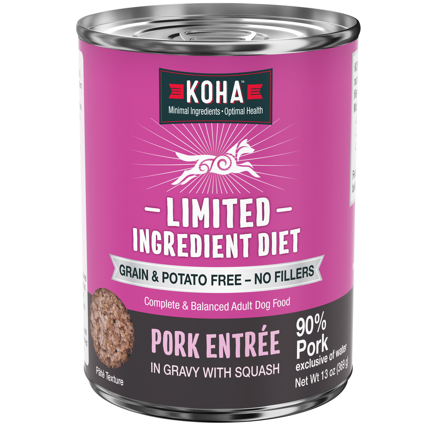 Can of KOHA Pork Limited Ingredient Diet for dogs