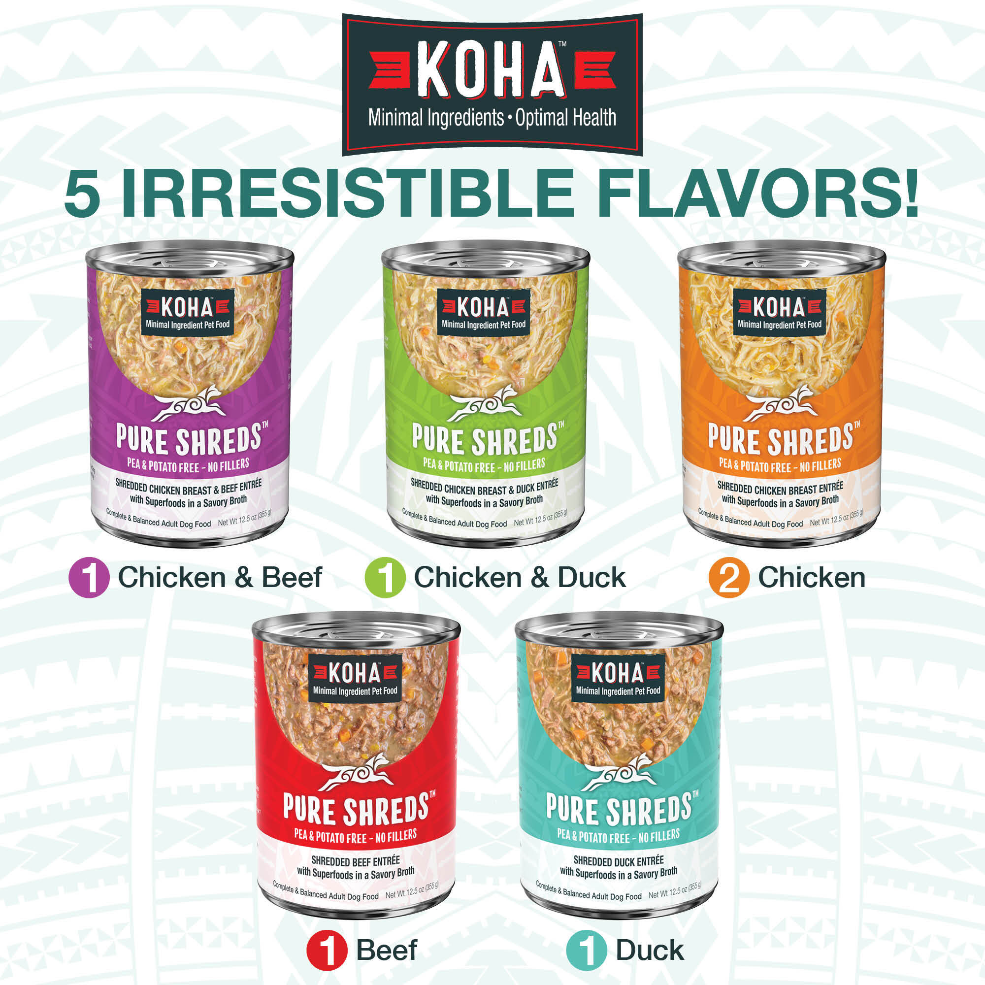 Pure Shreds Variety 6 Pack for Dogs KOHA Pet