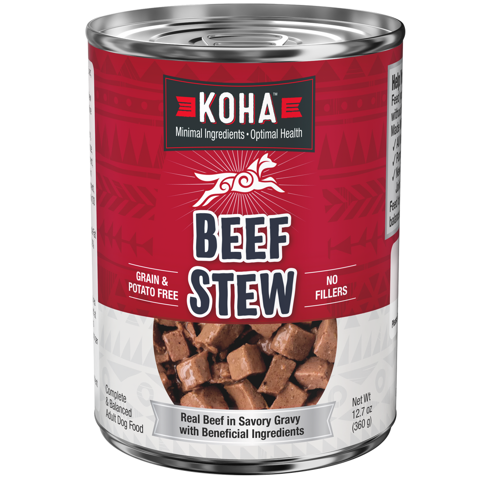 can of KOHA dog Beef Stew