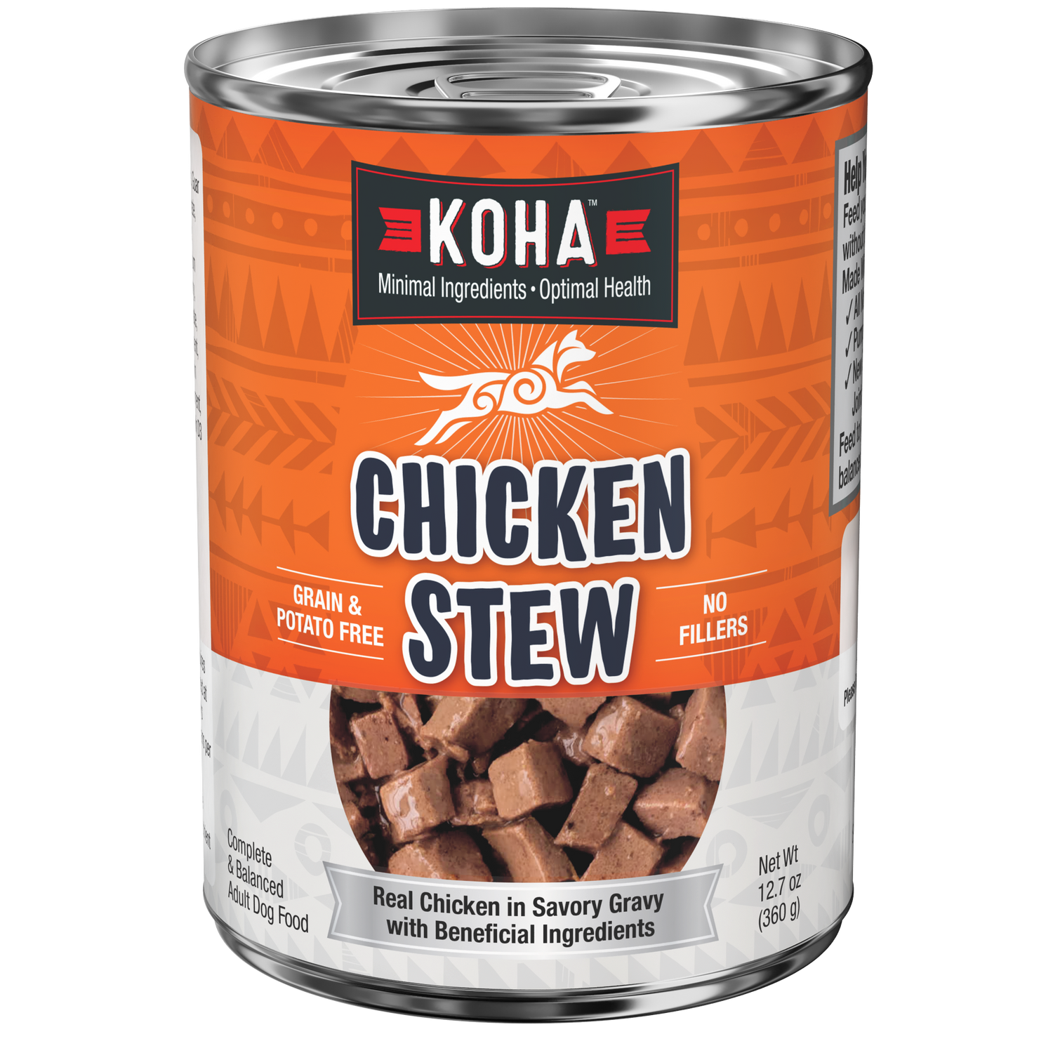 Can of KOHA dog Chicken Stew