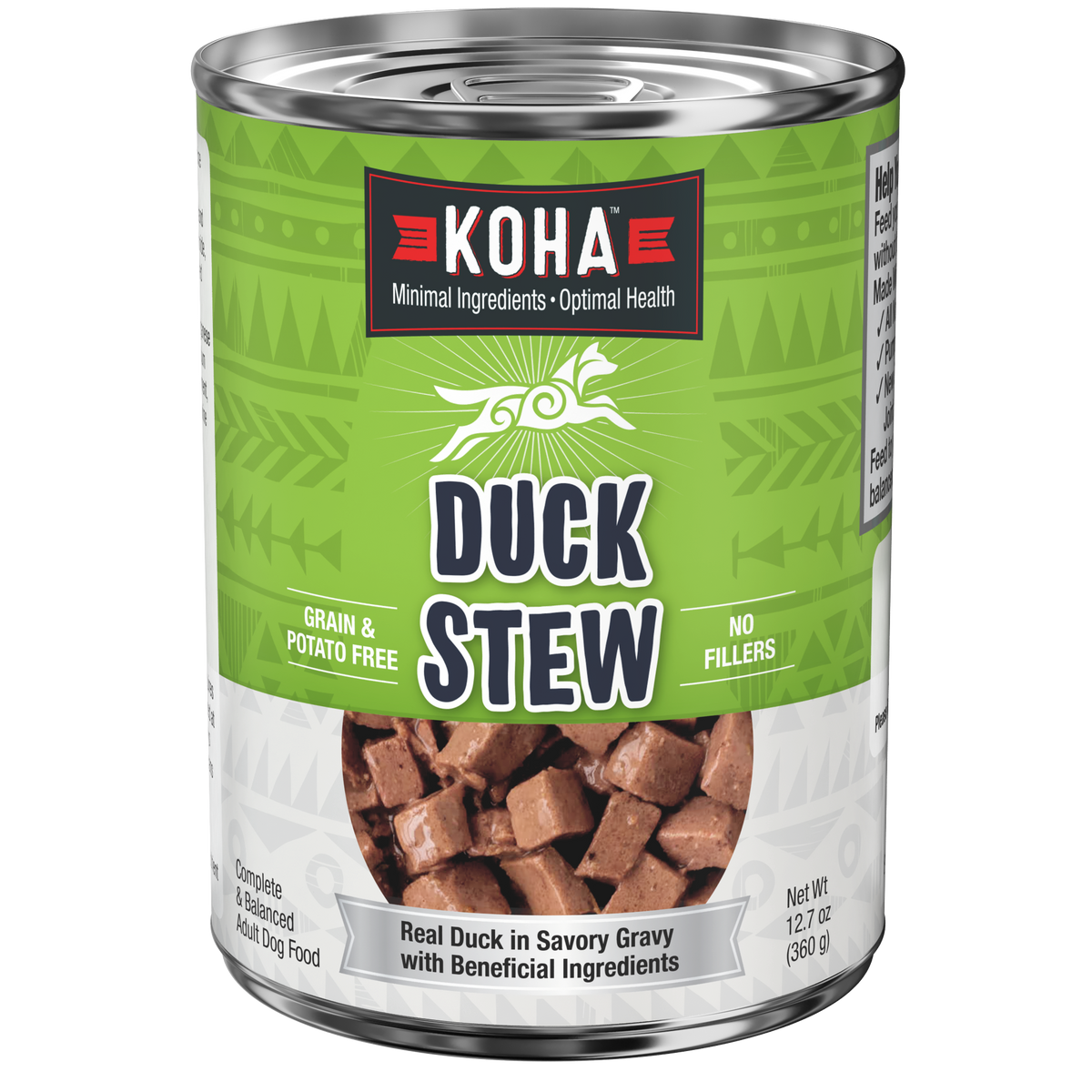 Can of KOHA dog Duck Stew