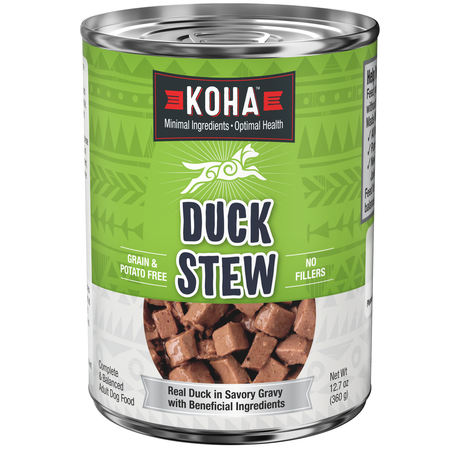 Can of KOHA dog Duck Stew