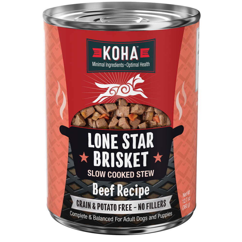 Can of KOHA LoneStar slow cooked stews for dogs
