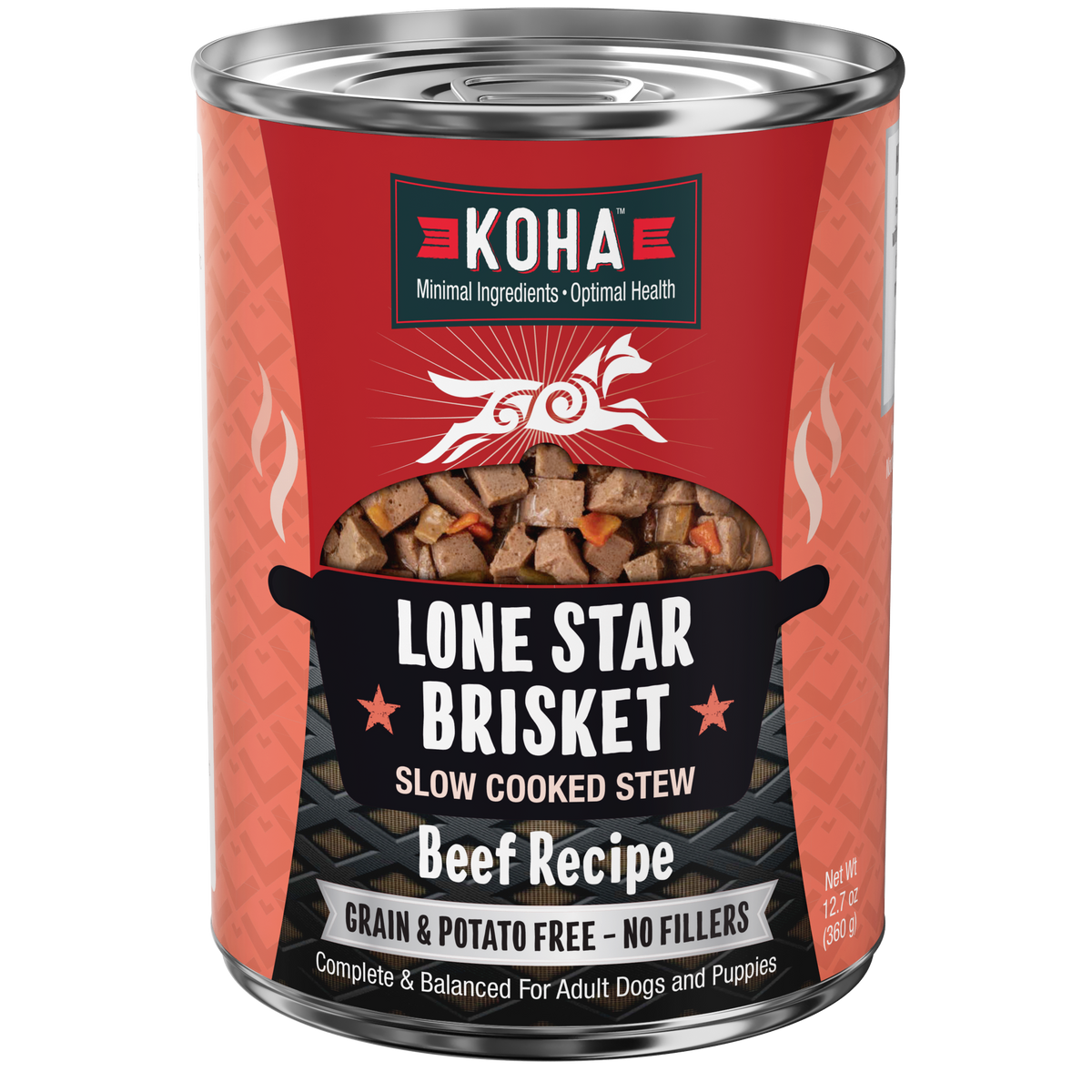 Can of KOHA LoneStar slow cooked stews for dogs