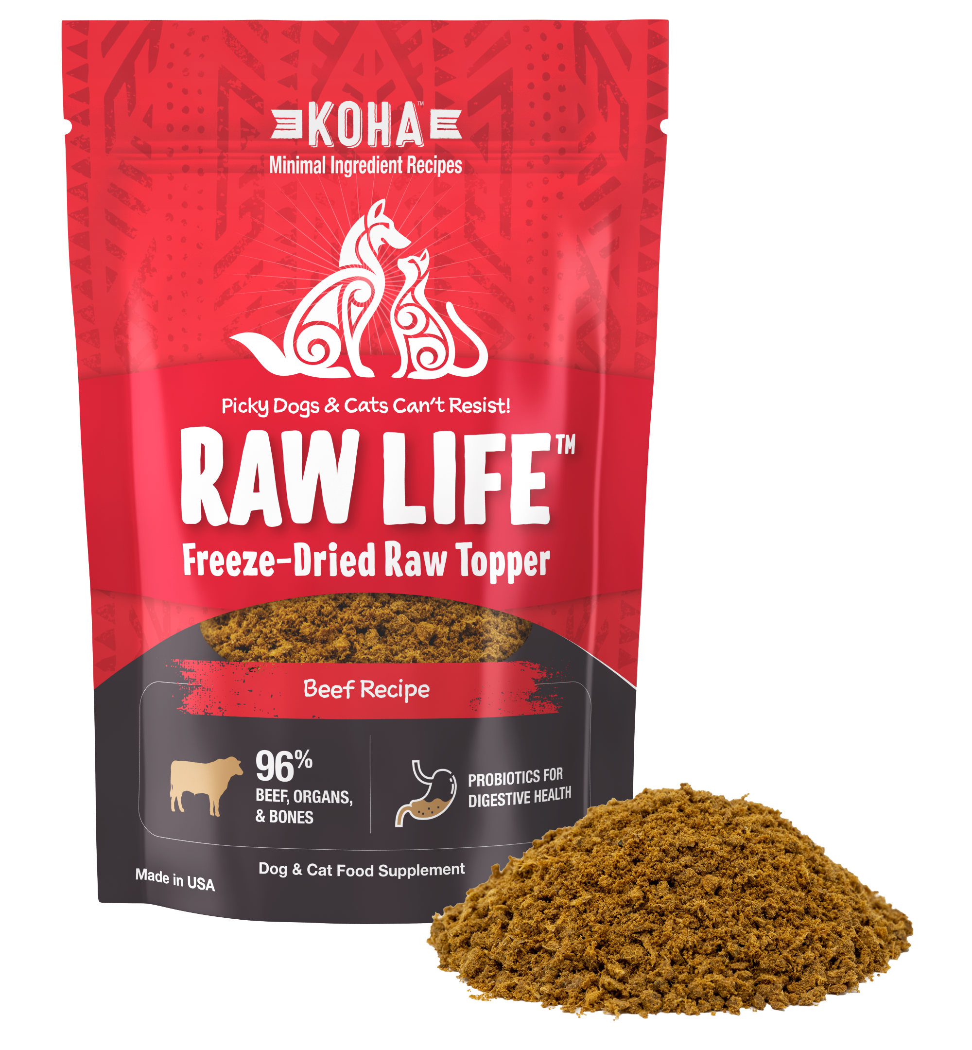 Freeze Dried Raw Topper Beef Recipe for Dogs and Cats KOHA Pet